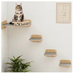 ⭐️7LbsCat Wall Furniture,CornerClimbing Shelf/3 WideSteps,Indoor Cats upto 30Lbs